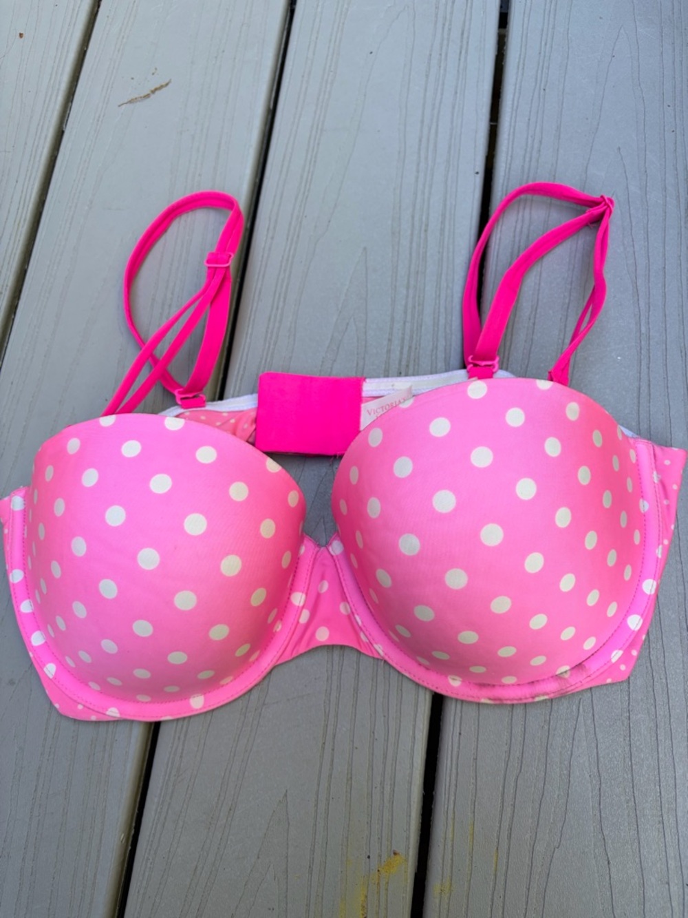 Victoria’s Secret Hot Pink & White Polka Dot Push-Up Bra